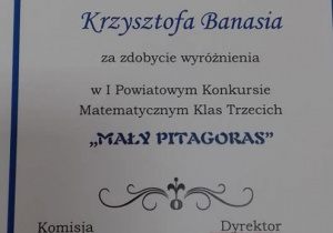 Dyplom Mały Pitagoras