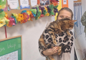 Kot bengalski z uczennicą