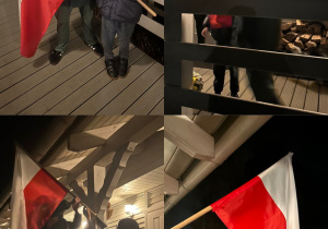 Uczniowie z flagą Polski